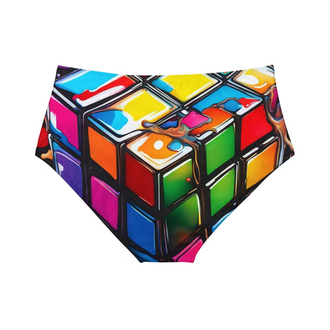 Rubik’s Cube High-Waist Hipster Bikini Bottom Swimsuit