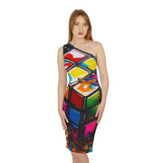 The Cube Shoulder Dress (AOP)