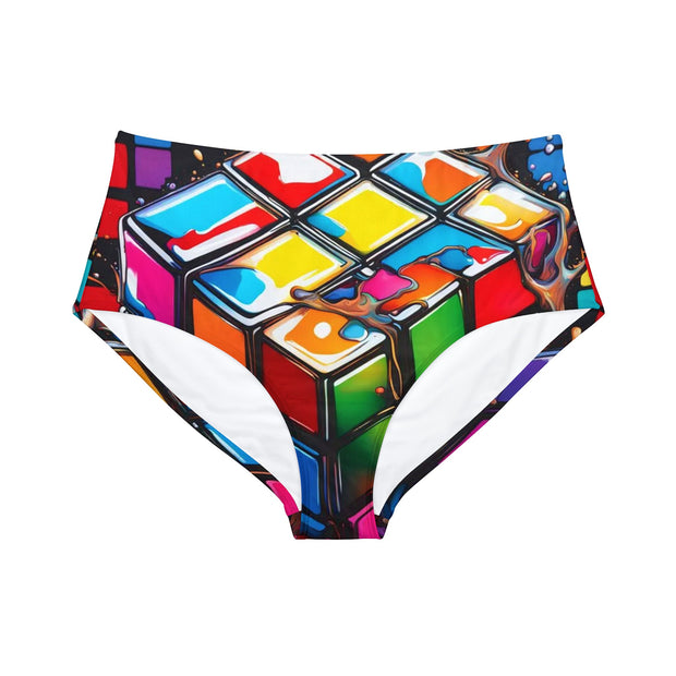 Rubik’s Cube High-Waist Hipster Bikini Bottom Swimsuit