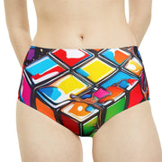 Rubik’s Cube High-Waist Hipster Bikini Bottom Swimsuit