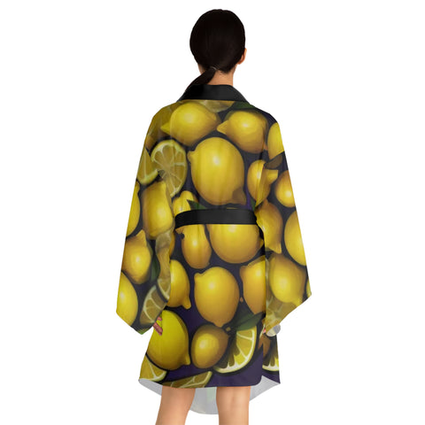 Lemons Long Sleeve Kimono Robe (AOP)