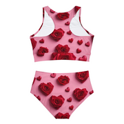 Red Rose Sporty Swimsuit gift trendy mom girl birthday bestie pool beach