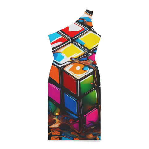 The Cube Shoulder Dress (AOP)