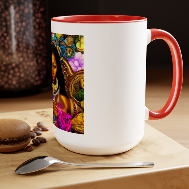 Goddess Oshun Two-Tone Coffee Mugs, 15oz