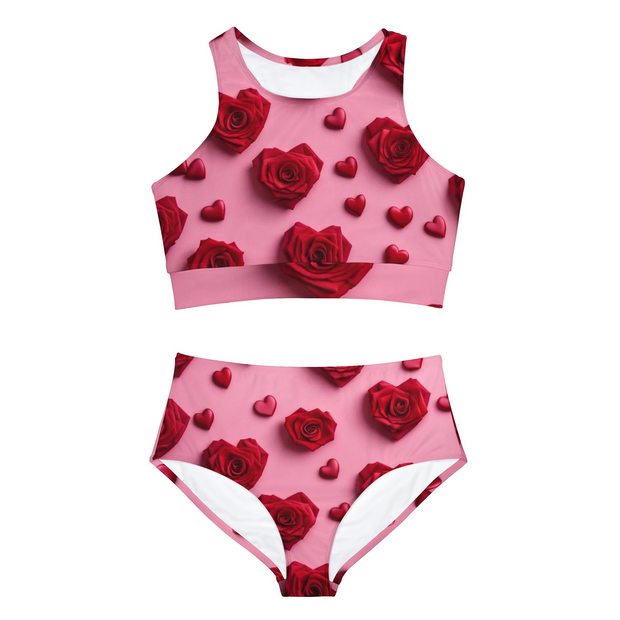 Red Rose Sporty Swimsuit gift trendy mom girl birthday bestie pool beach