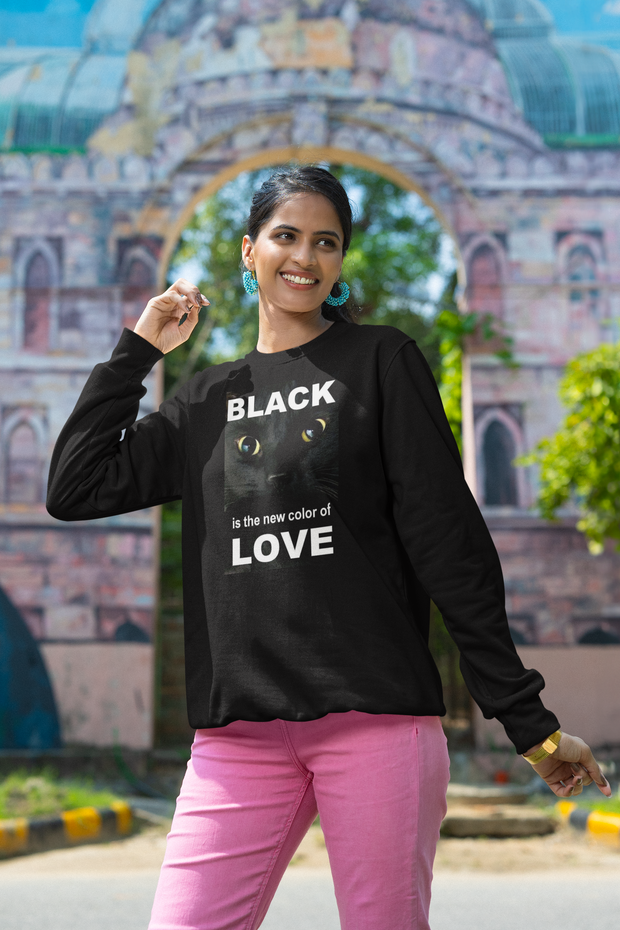 Cat Black Love Design Long Sleeve Tee - Under The Stars Babe