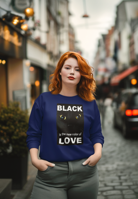 Cat Black Love Design Long Sleeve Tee - Under The Stars Babe